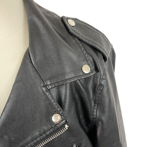 Hello Kitty Black Faux Leather Biker Jacket With Graphic Print & Belt Sz S - Picture 6 of 12